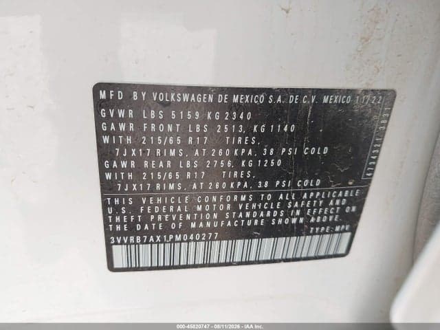 2023 VOLKSWAGEN TIGUAN 2.0T S 9
