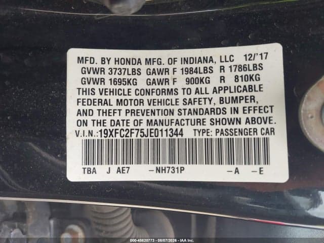 2018 HONDA CIVIC EX 9