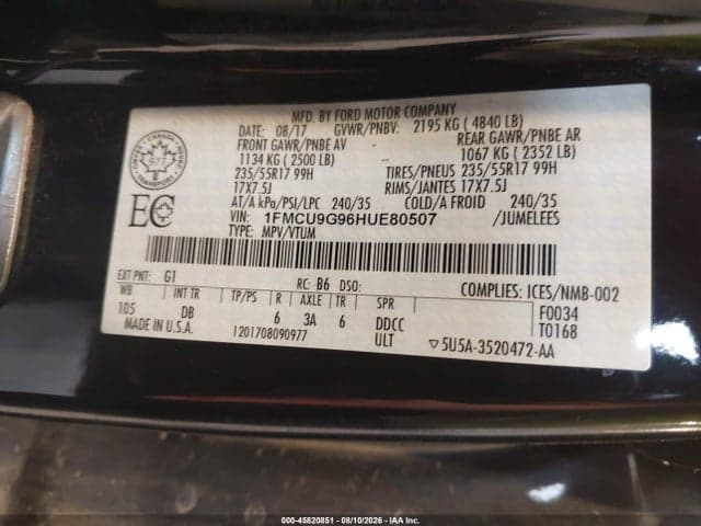 2017 FORD ESCAPE SE 9