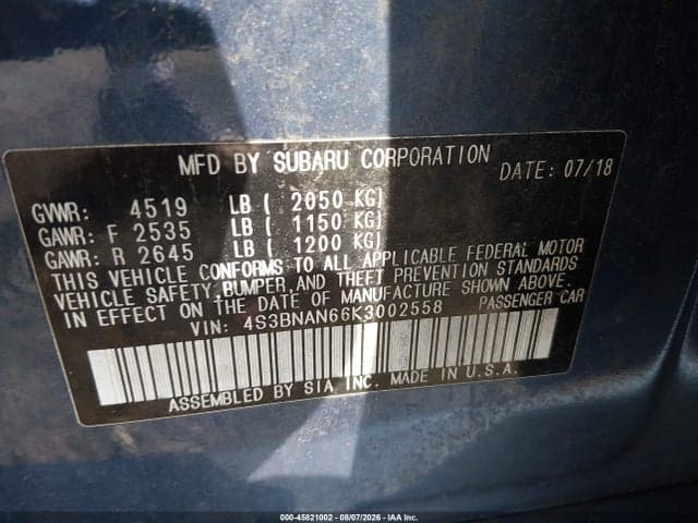 2019 SUBARU LEGACY 2.5I LIMITED 9