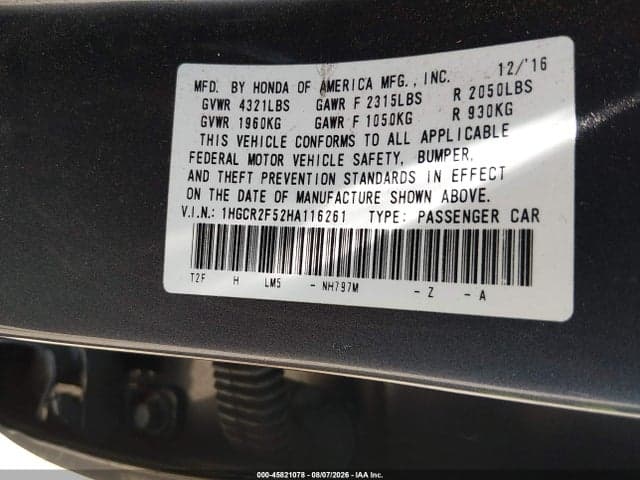 2017 HONDA ACCORD SPORT 9