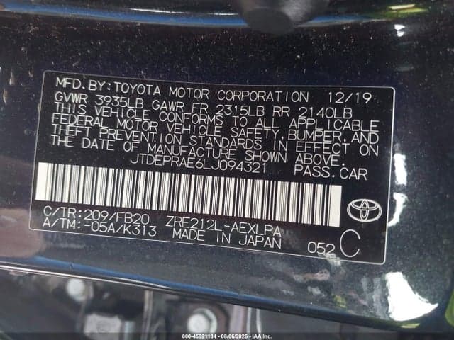 2020 TOYOTA COROLLA LE 9