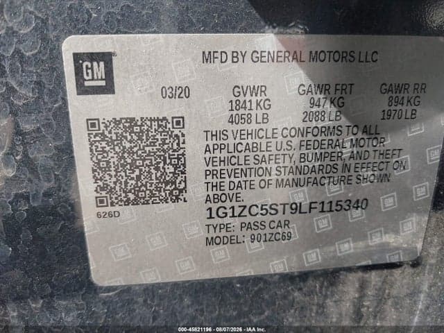 2020 CHEVROLET MALIBU FWD 1FL 9