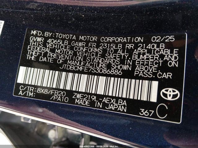 2025 TOYOTA COROLLA HYBRID LE 9