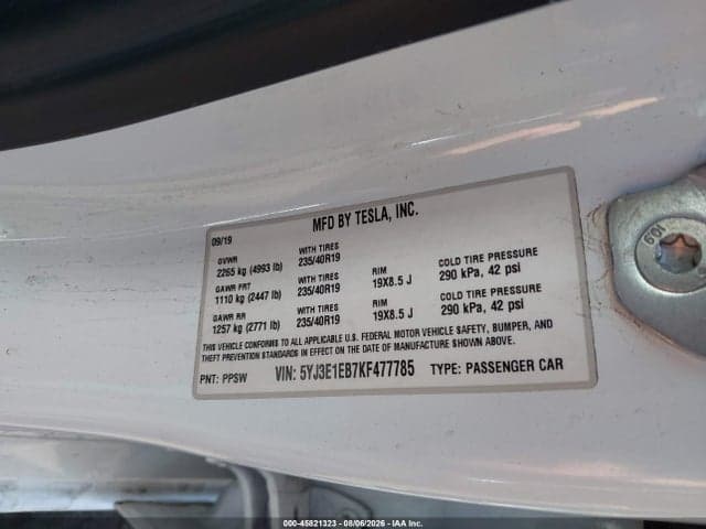 2019 TESLA MODEL 3 LONG RANGE/PERFORMANCE 9