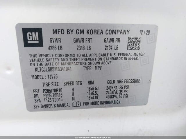 2021 CHEVROLET TRAX FWD LT 9