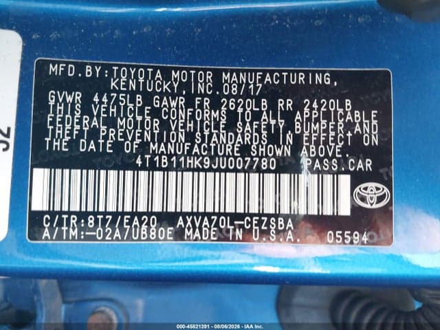 2018 TOYOTA CAMRY SE 9