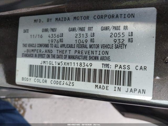 2017 MAZDA MAZDA6 GRAND TOURING 9