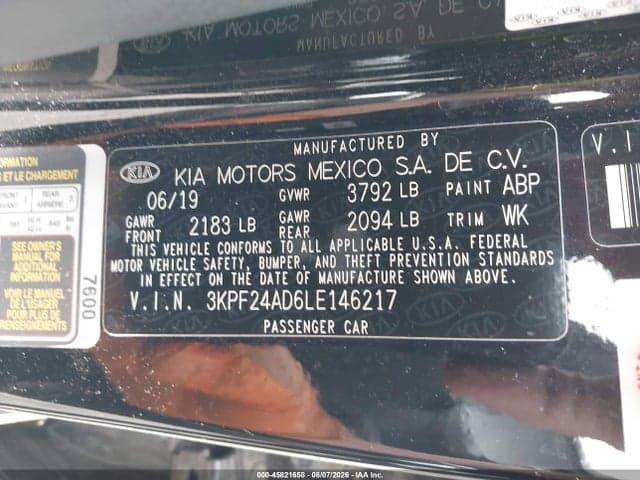 2020 KIA FORTE FE 9