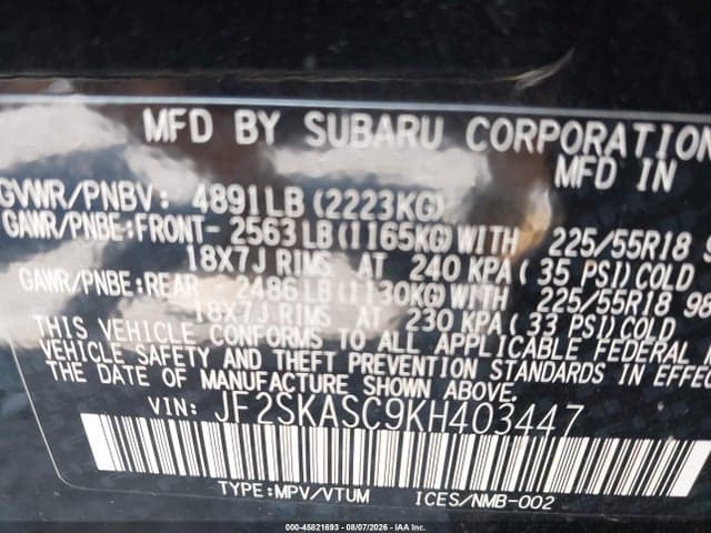 2019 SUBARU FORESTER LIMITED 9