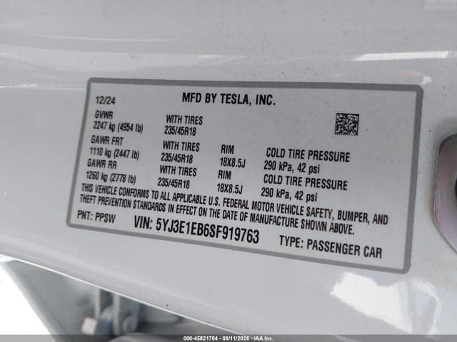 2025 TESLA MODEL 3 LONG RANGE ALL-WHEEL DRIVE 9