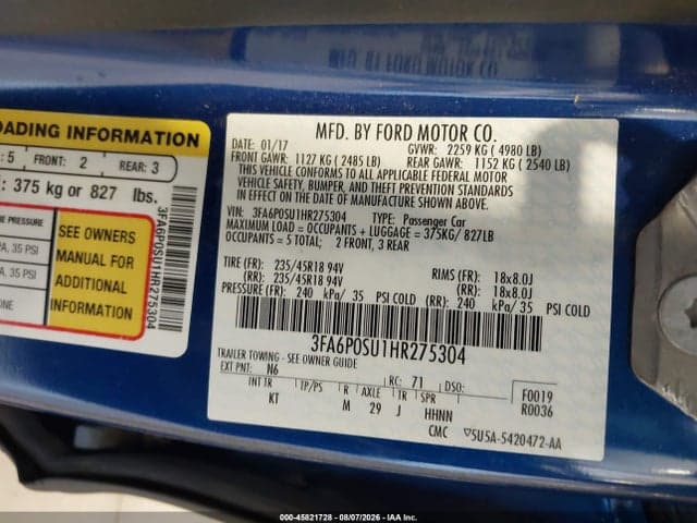 2017 FORD FUSION ENERGI TITANIUM 9
