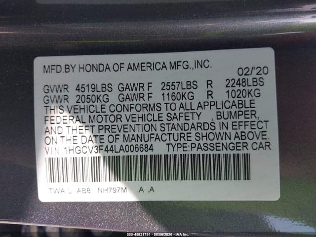 2020 HONDA ACCORD HYBRID EX 9