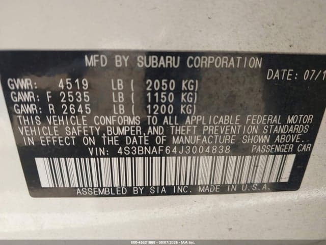 2018 SUBARU LEGACY 2.5I PREMIUM 9