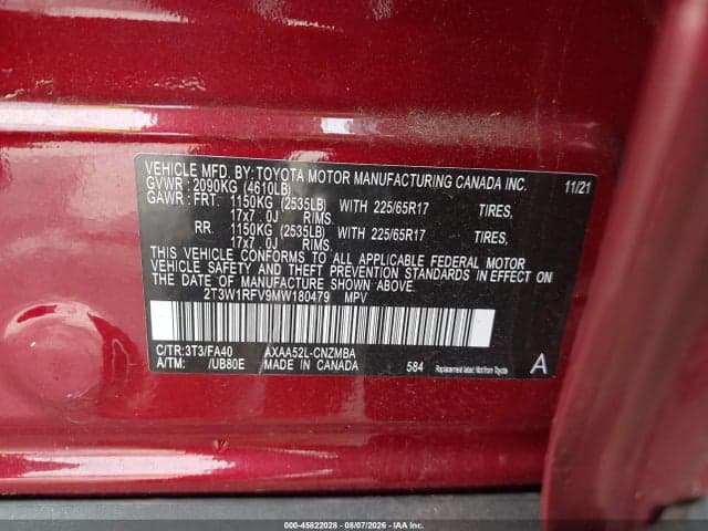 2021 TOYOTA RAV4 XLE 9