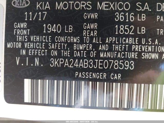 2018 KIA RIO LX 9