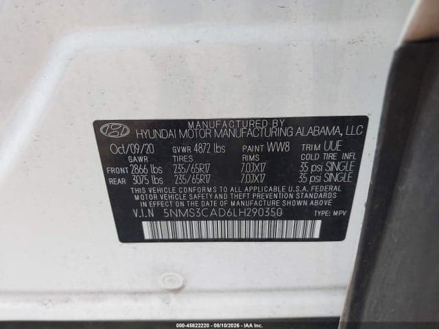 2020 HYUNDAI SANTA FE SEL 9
