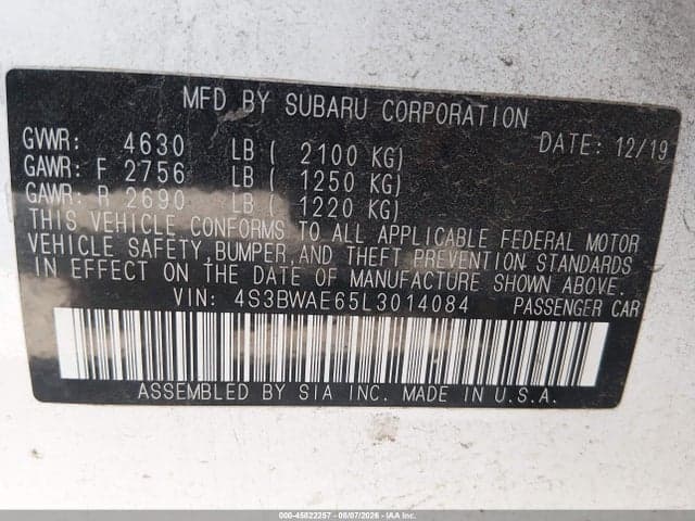 2020 SUBARU LEGACY PREMIUM 9