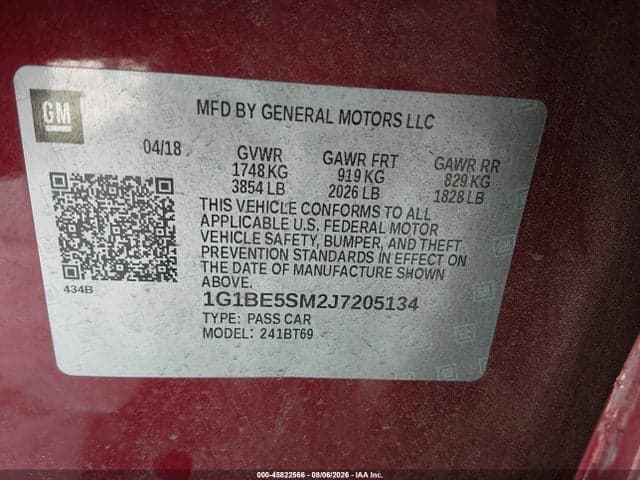 2018 CHEVROLET CRUZE LT AUTO 9