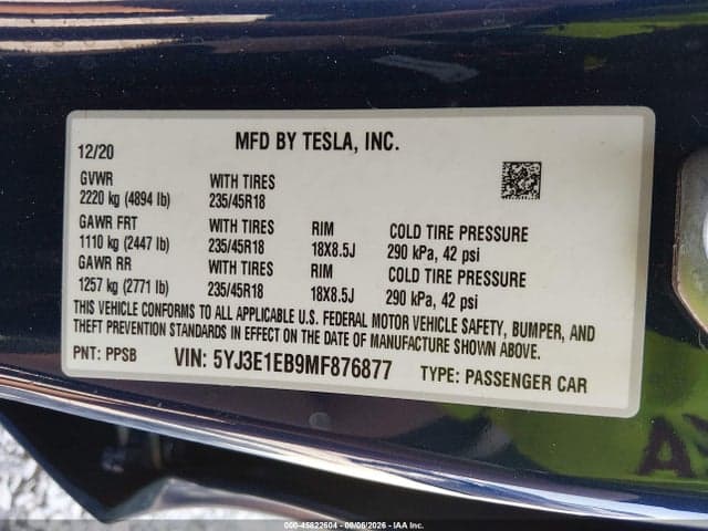 2021 TESLA MODEL 3 LONG RANGE DUAL MOTOR ALL-WHEEL DRIVE 9