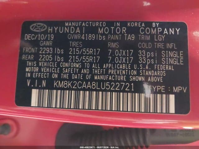 2020 HYUNDAI KONA SEL 9