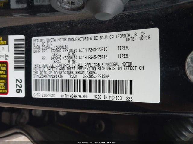 2019 TOYOTA TACOMA SR5 V6 9