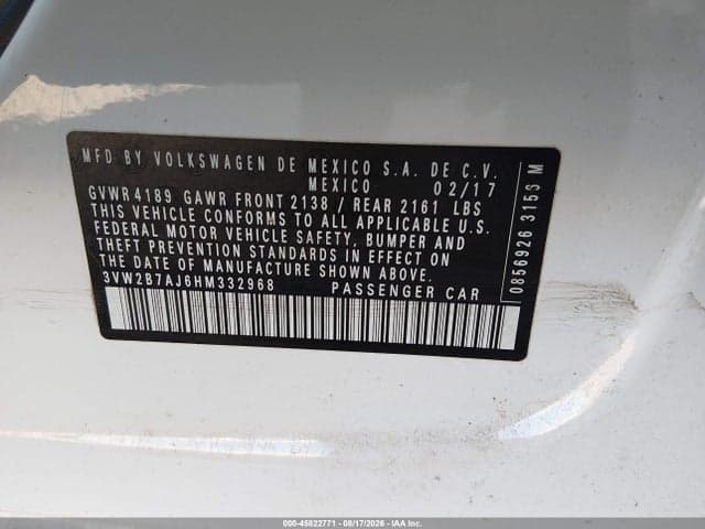 2017 VOLKSWAGEN JETTA 1.4T S 9