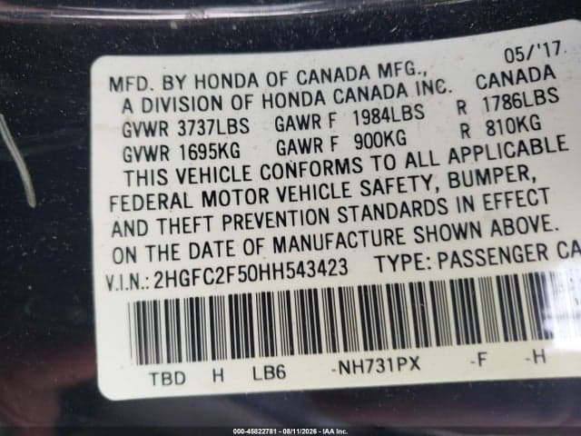 2017 HONDA CIVIC LX 9