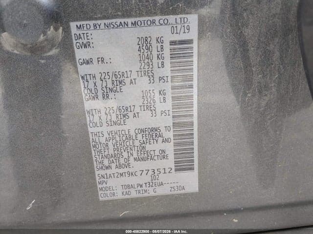 2019 NISSAN ROGUE S 9