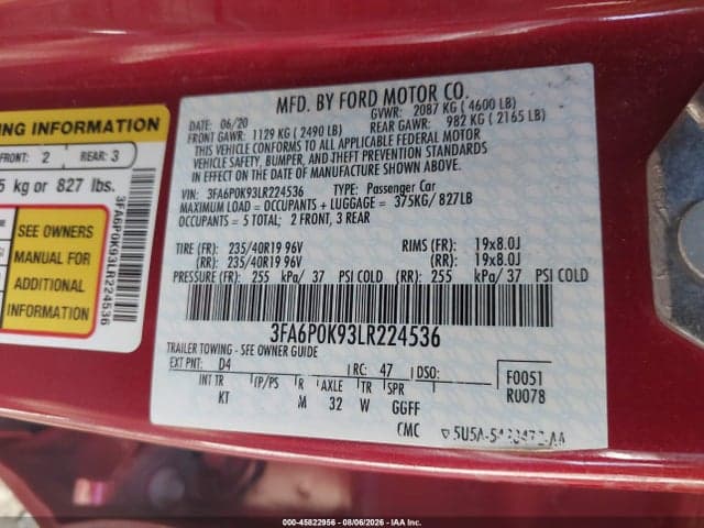 2020 FORD FUSION TITANIUM 9