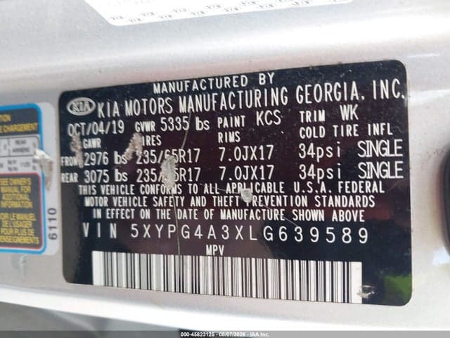 2020 KIA SORENTO 2.4L LX 9