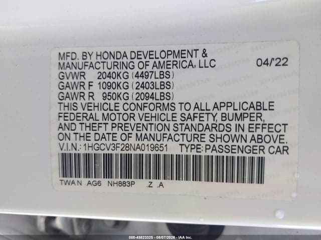 2022 HONDA ACCORD HYBRID SPORT 9