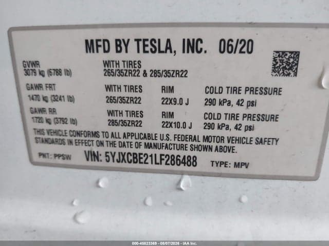2020 TESLA MODEL X LONG RANGE DUAL MOTOR ALL-WHEEL DRIVE/LONG RANGE PLUS DUAL MOTOR ALL-WHEEL DRIVE 9