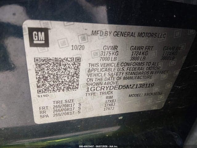 2021 CHEVROLET SILVERADO 1500 4WD STANDARD BED LT 9
