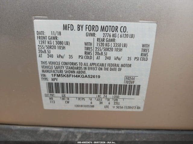2019 FORD EXPLORER LIMITED 9
