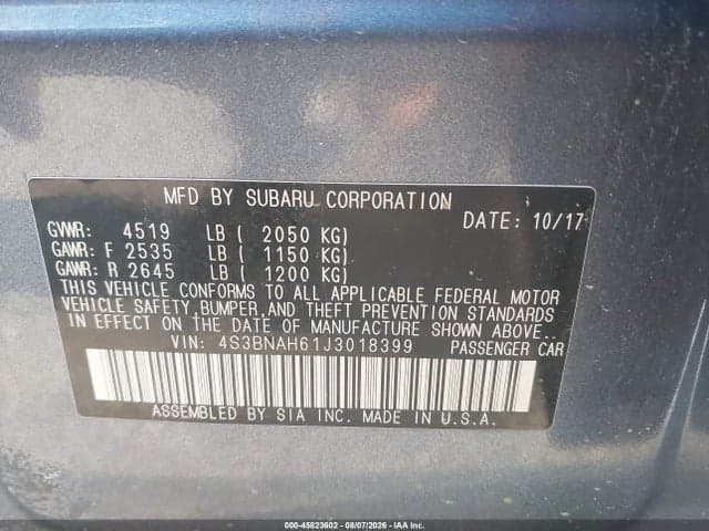 2018 SUBARU LEGACY 2.5I PREMIUM 9