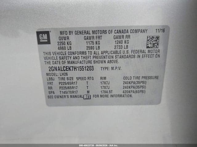 2017 CHEVROLET EQUINOX LT 9