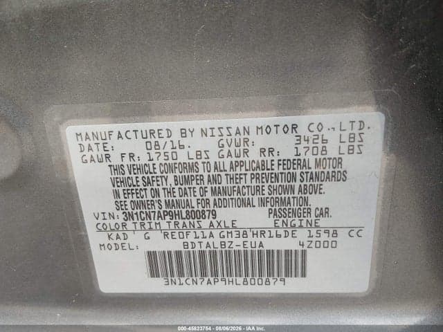 2017 NISSAN VERSA 1.6 SV 9
