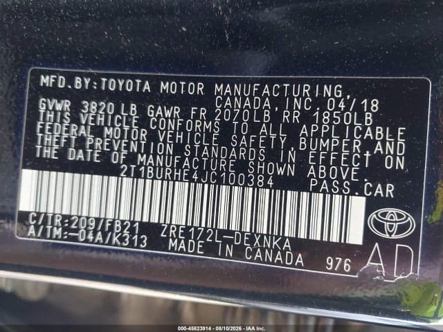 2018 TOYOTA COROLLA LE 9