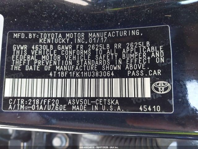 2017 TOYOTA CAMRY SE 9