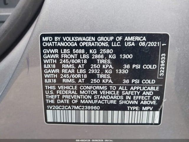 2021 VOLKSWAGEN ATLAS CROSS SPORT 2.0T S 9