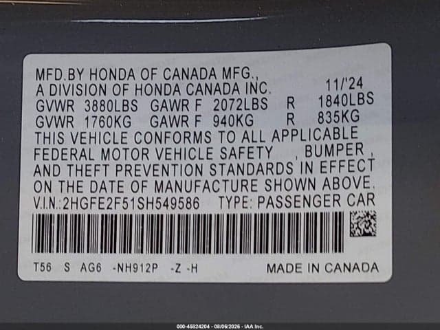 2025 HONDA CIVIC SPORT 9