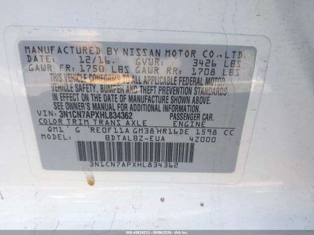 2017 NISSAN VERSA 1.6 SV 9
