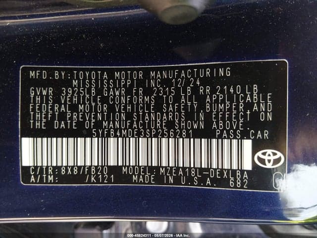 2025 TOYOTA COROLLA LE 9