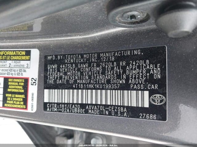 2019 TOYOTA CAMRY SE 9