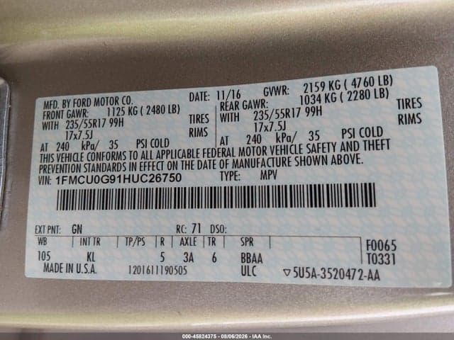 2017 FORD ESCAPE SE 9