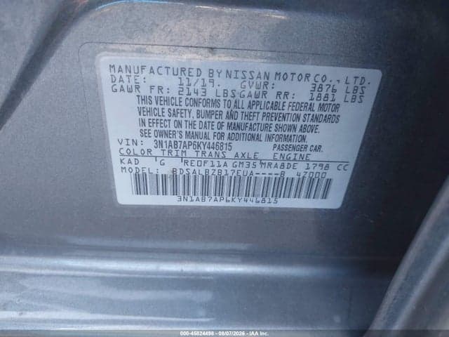2019 NISSAN SENTRA S 9