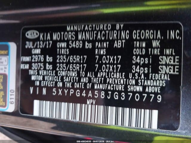 2018 KIA SORENTO 3.3L LX 9
