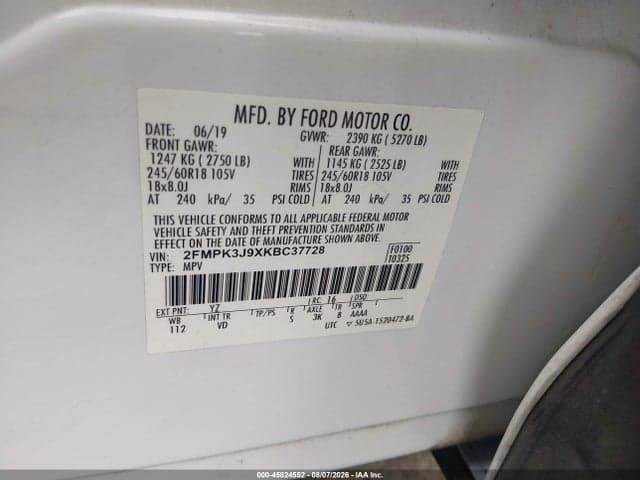 2019 FORD EDGE SEL 9