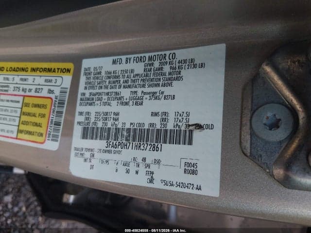 2017 FORD FUSION SE 9